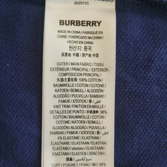Burberry Contrast Logo Cotton Pique Polo Shirt Mens Sz M Navy Blue Casual BNWT - Picture 12 of 15